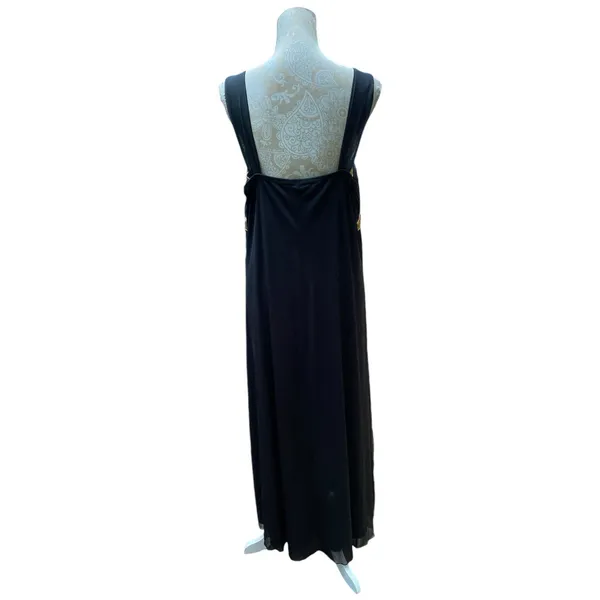 Nikki Mae Black Gold Sequined Empire Waist Evening Prom Maxi Dress Size 20 - Image 3