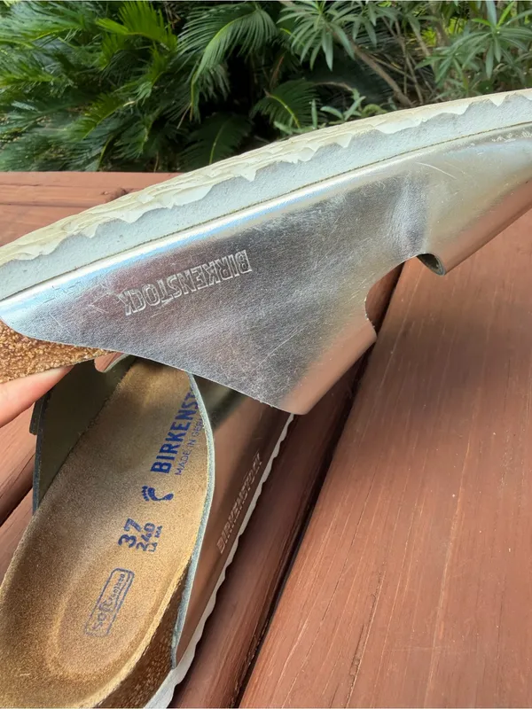 Birkenstock Arizona Metallic Silver Soft Footbed Sandals 37 US 6.5 $154 - Image 10