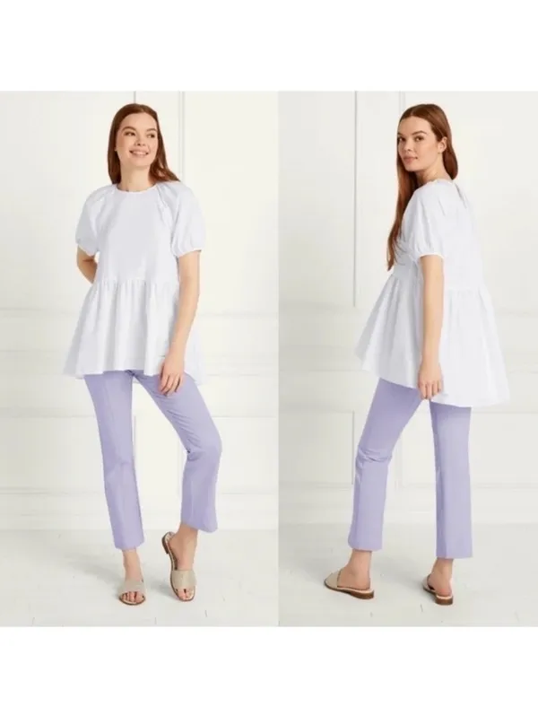 NWT Hill House Home The Francesca Peplum Top in White Cotton Women’s XS - Image 14