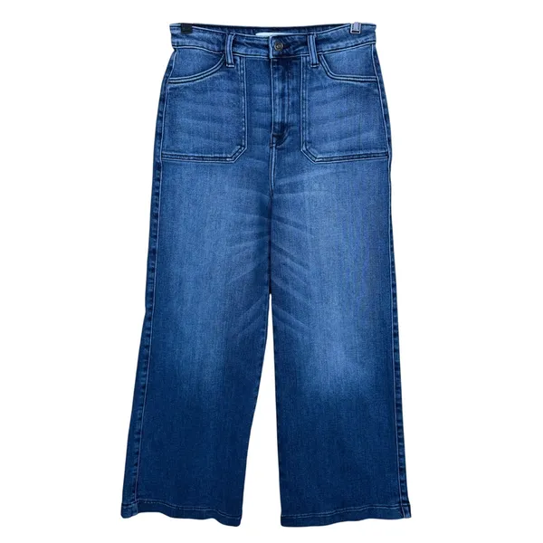 KanCan Wide Leg Jeans Size 27 Dark Wash High Rise Cropped Stretch Sailor - Image 3