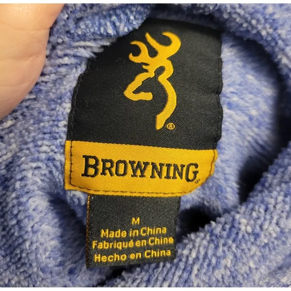 Browning‎ Women's Blue Purple Heathered Fleece Hoodie Sweatshirt Size M - Image 5