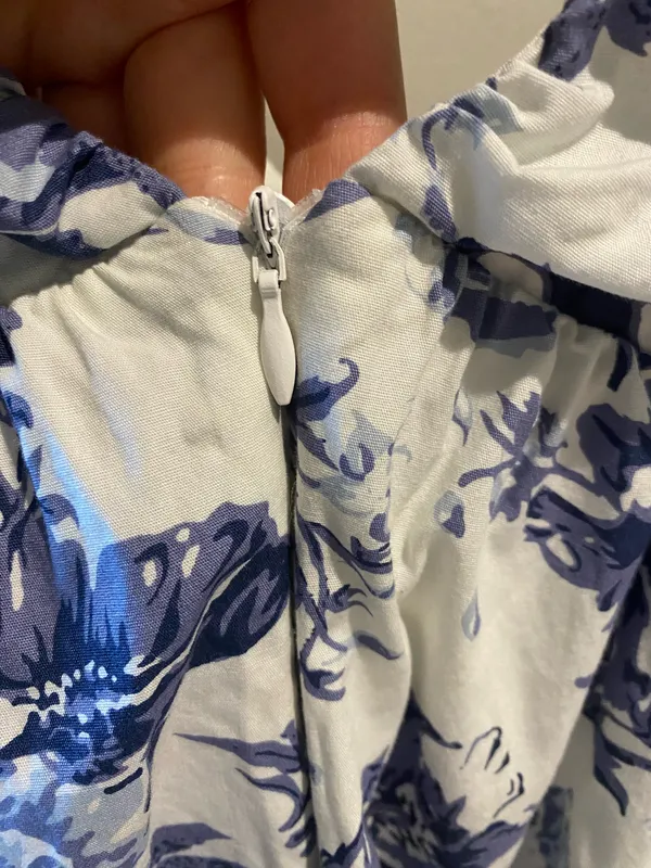 O.P.T blue and white floral mini dress, cotton, lined, size M - Image 7