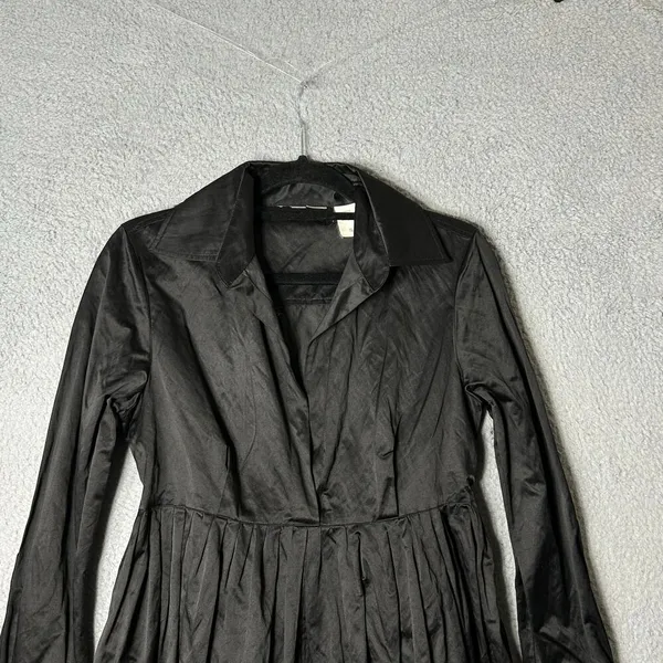 Womens Dress S Black Long Sleeve Collared Witchy Dark Moody Mystical‎ Pleated - Image 4