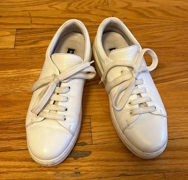 White color Genuine leather women sneaker - Image 2