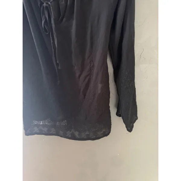 Roper Black Embroidered Peasant Blouse Long Sl‎ Boho Top Small Western Peasant - Image 7
