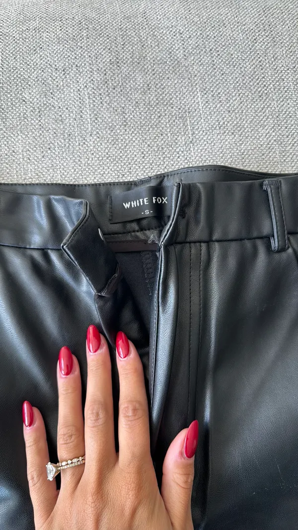 White Fox Boutique High-Waisted Leather Pull-On Faux Pants - Image 3