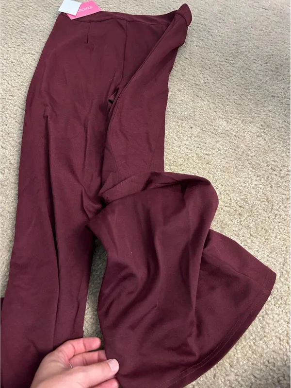 d23 office comfy Casual burgundy size medium pants split on front cute Red - Image 6