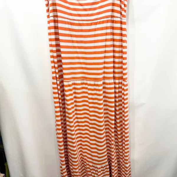 Old Navy Large Maxi Dress Orange White Striped Tiered‎ Sleeveless TN Vols 1595 - Image 4