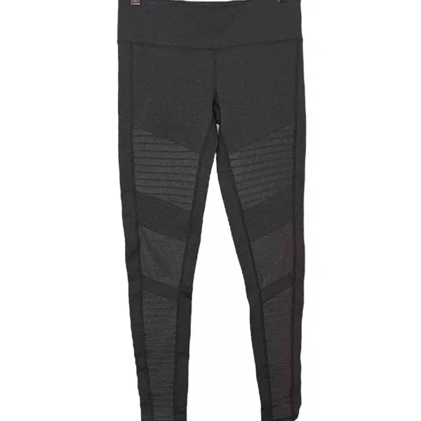 Alo Yoga Size Medium Low Waist Grey Moto Legging Athletic Textured Mesh Pant - Image 2