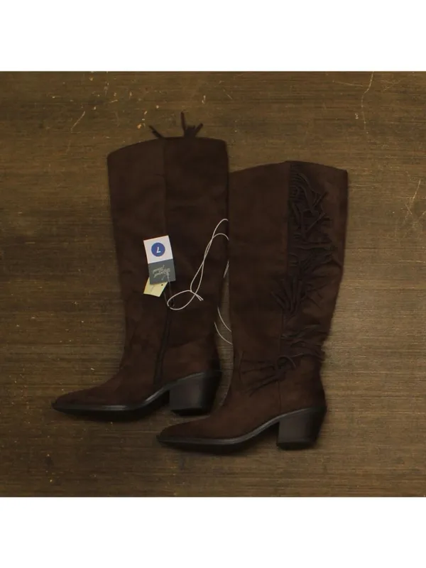 NWT Universal Thread Patsy Tall Fringe Western Boots Cowgirl Chocolate Brown 7M - Image 2