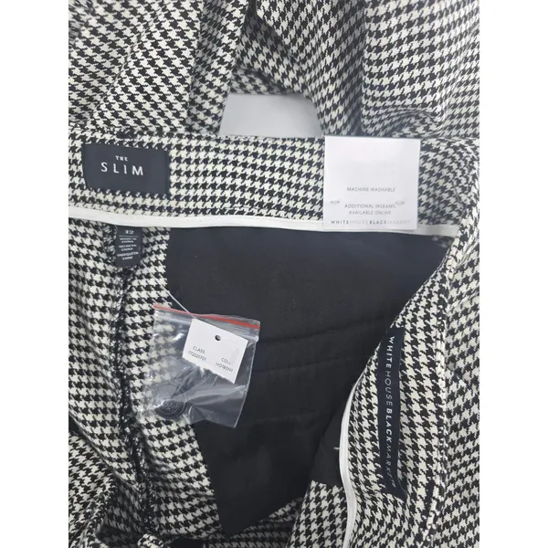 White House Black Market Pants Womens 12 The Slim Houndstooth Black White NEW - Image 4