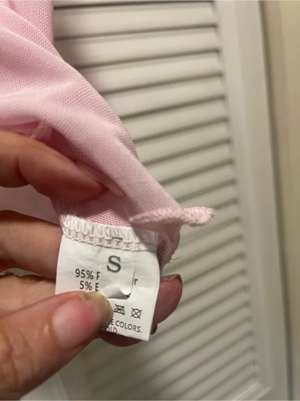 Source Unknown Pink Sheer Y2K Spaghetti Strap Crop Top Adjustable Spring Festival Small - Image 5