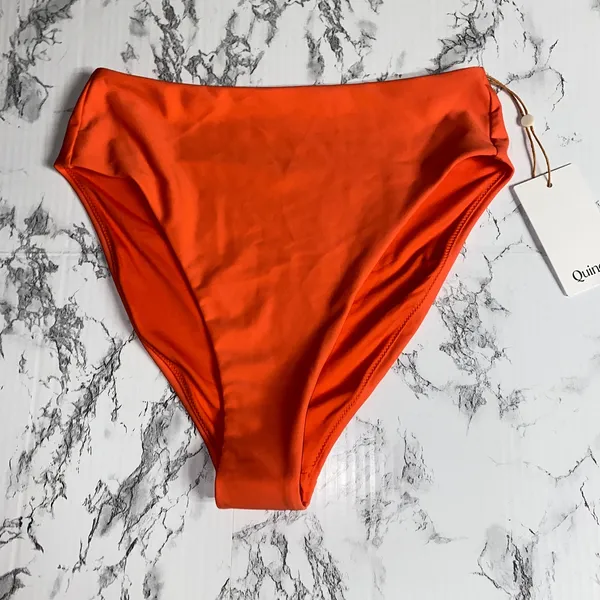 NWT Quince Sunset Orange Italian High-Rise High-Leg Bikini Bottoms Size Medium - Image 3