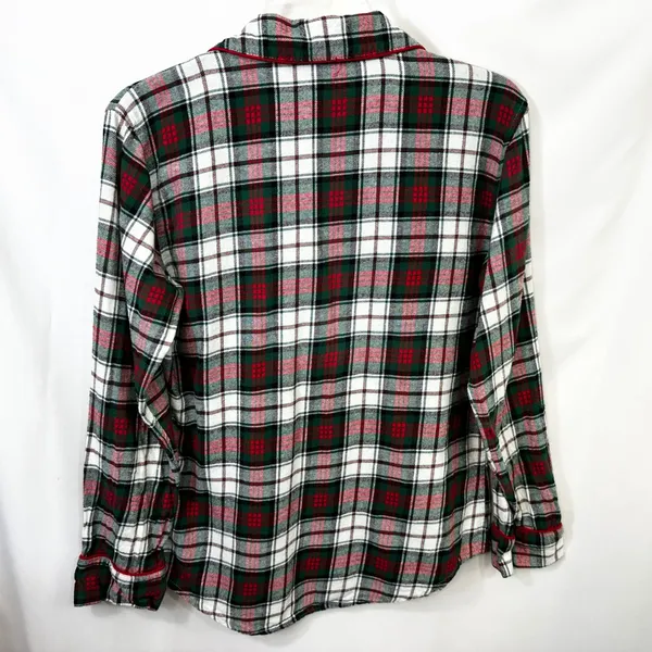 Lauren Ralph Lauren Small Plaid Pajama Set Green Red Christmas‎ Flannel 1134 - Image 9