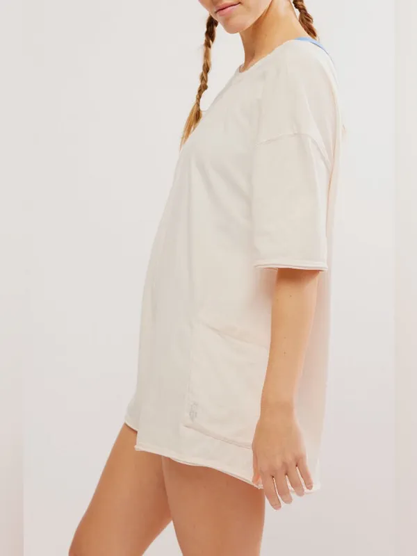NWT Women’s Free People FP Movement Hot Shot Tee Romper Bleached Clay Size S - Image 2