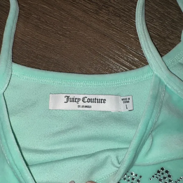 Juicy Couture Mint Rhinestone Logo Crop Camisole - Image 2