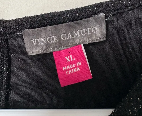 Vince camuto black sparkle puff-sleeve Blouse XL - Image 3