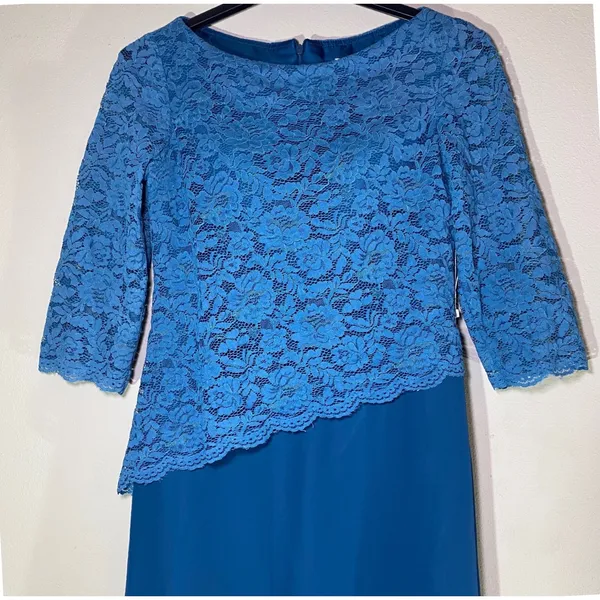LanTing Formal Maxi Dress Women Teal Blue Lace Chiffon Mother of Bride Gown NWOT - Image 3