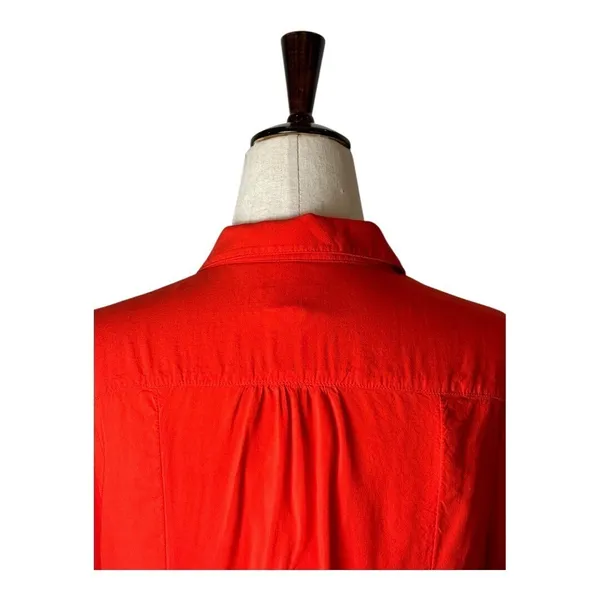Maeve Anthropologie Shirt Women 4 Red Collared‎ Button Down Tie Front Top Preppy - Image 5
