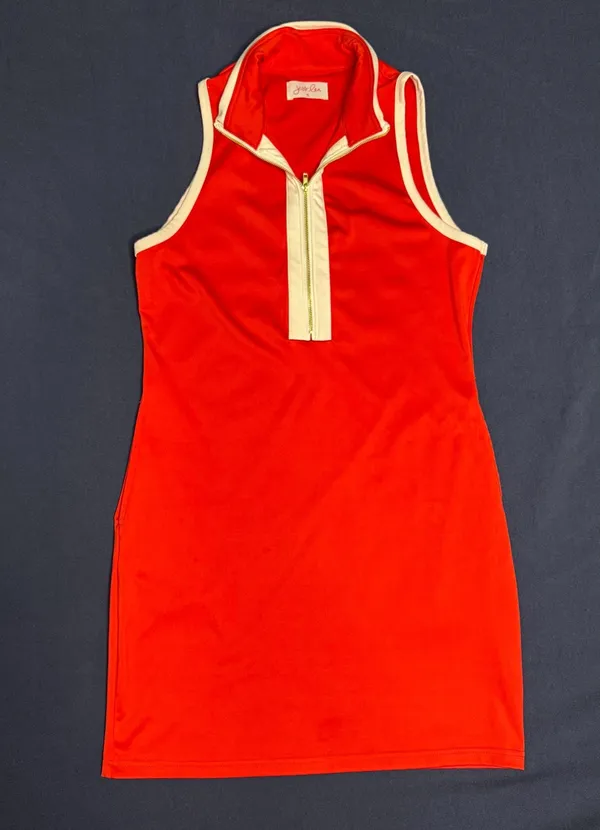 Jess Lea Red & White Quarter-Zip Sleeveless Mini Dress Size S - Image 2
