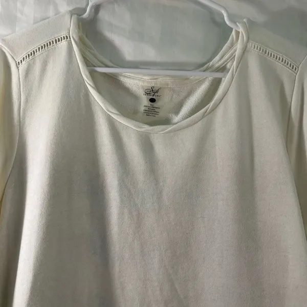 Boutique Mixed Media Striped Top XL Cotton Blend Cuffed Long Sleeve EUC - Image 6