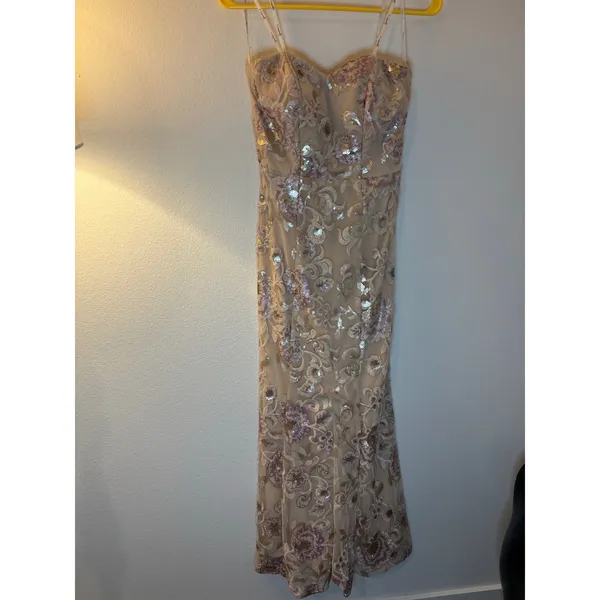 Speechless Sequin Floral Embroidery Prom Gown Nude‎ Lavender Gold Size 3 - Image 2