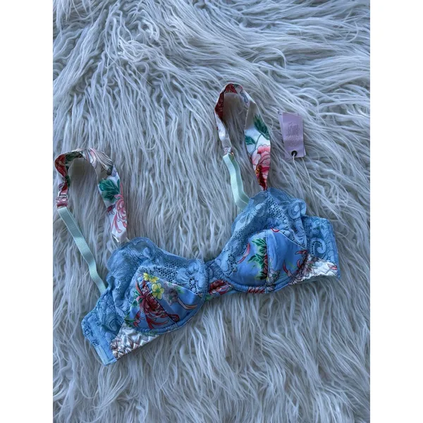 We Are Hah by Free People After Hours Bra Kyoto Kimono French Blue 28-36A - Image 5