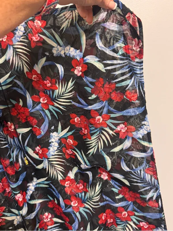 Tommy Bahama Midnight‎ Orchid Floral Lace-Up Swim Cover Up S/M - Image 4