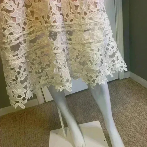 Unbranded Self-Portrait Lace Midi Dress White Size Small. - Image 4
