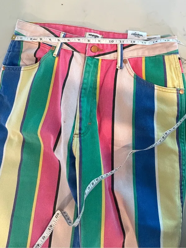 Wrangler Wanderer 622 High Rise Flare Jeans Womens Size 30x34 Multicolor Striped - Image 8
