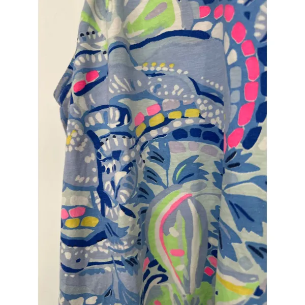 Lilly Pulitzer Tassel Shift Dress S Blue Floral Resort Coastal Beach Tropical - Image 4