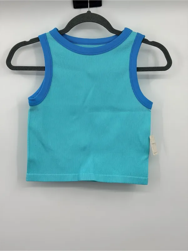 Free‎ People Make It Happen Brami M/L Aqua Sky Blue Ribbed Tank NWT - Image 2