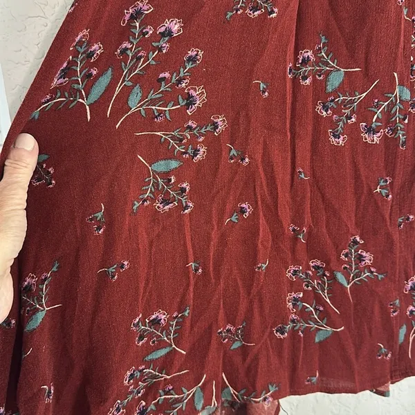 Free People Rust Red Swing Top Dress Festival Choker Boho Babydoll Summer Fall - Image 7