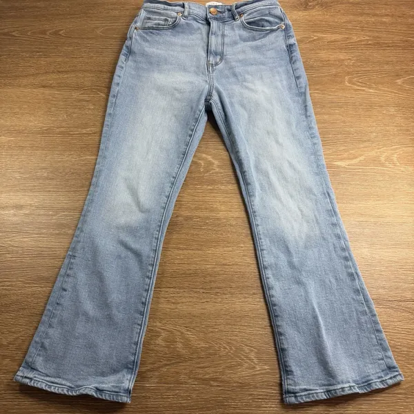 LOFT Outlet Jeans Women's 4 Light Wash High Rise Crop Kick Flare Stretch Denim - Image 2