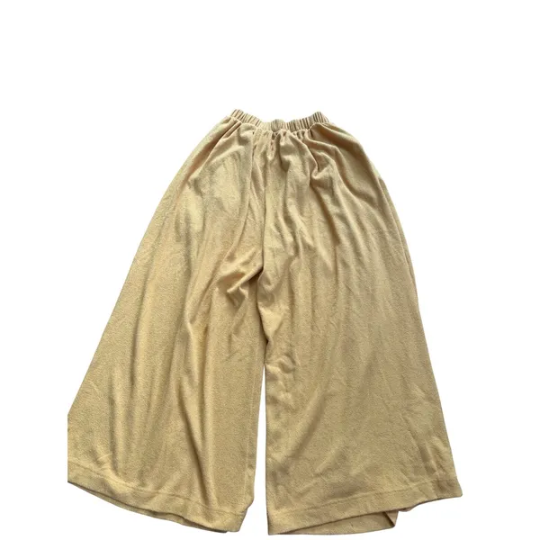 Free People Mustard Yellow Textured Knit Wide Leg Elastic Waist Pants Size S - Image 2