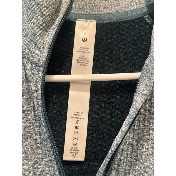 Lululemon Rest Less Half Zip Women 6 Blue Space Dye Merino Wool Blend Base Layer - Image 2