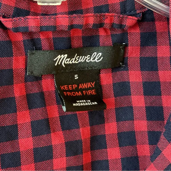 Madewell red gingham pajama top check long sleeve top size small - Image 7