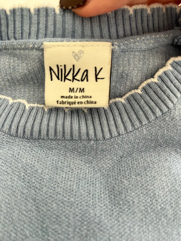 Nikka K Knit Sweater Coquette Cropped Pullover Blue Size M - Image 5