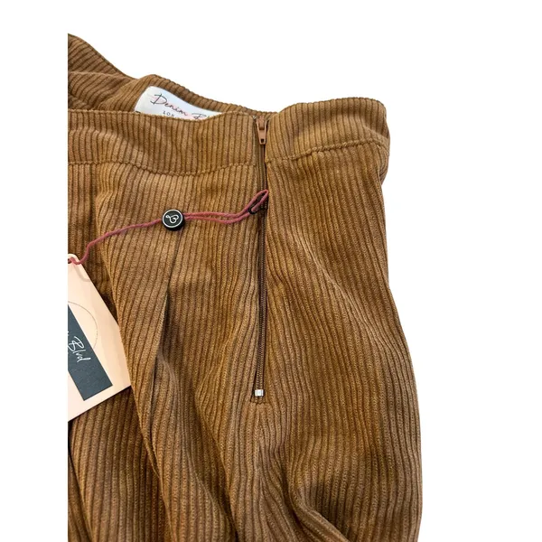 Y2K Denim Blvd Los Angeles Corduroy Brown Pleated Skirt Size L NEW - Image 3