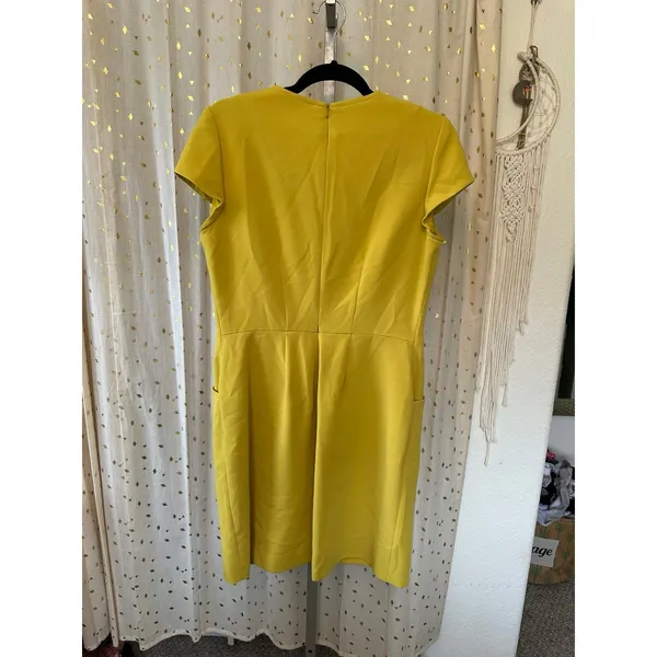 Boden Women's Chartreuse Cap Sleeve Crew Neck Pockets Sheath Dress 8 - Image 3