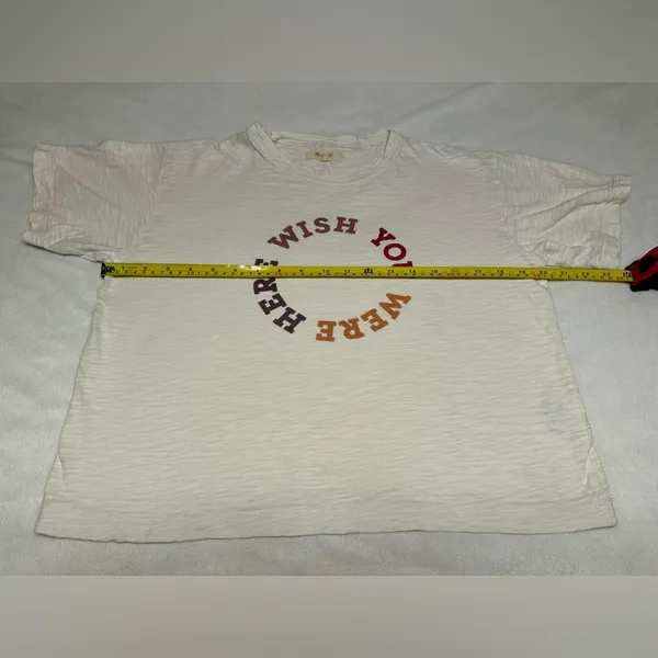 Madewell Wish You Were Here Tee Ivory Casual Cotton Pullover Shirt-Small - Image 3