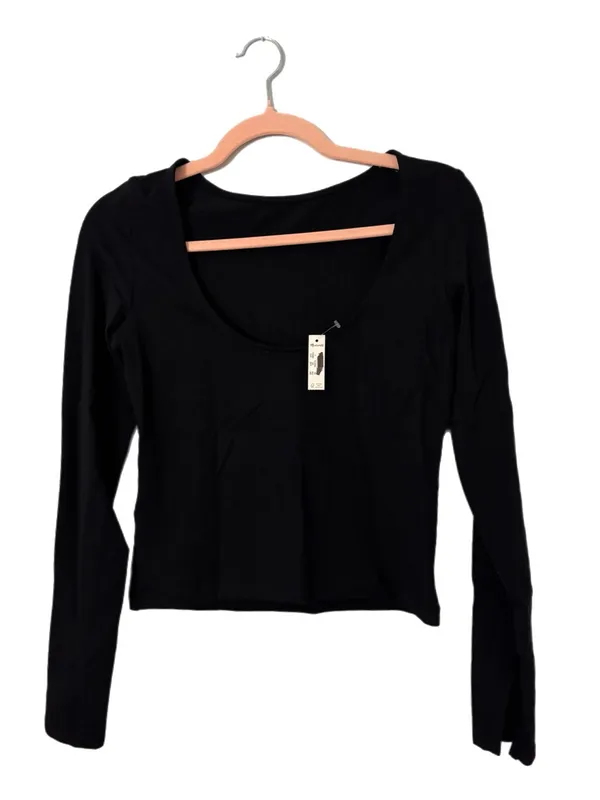 Madewell Ballet Scoop Back Long Sleeve Tee Top Women Size Small Black Shirt New - Image 6