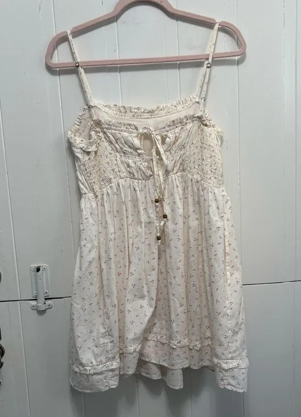 Free People White Floral Spaghetti Strap Dress - Image 4