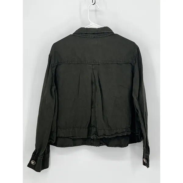 LOFT Utility Jacket Womens XL Olive Green Cotton Linen Cropped Cargo ‎ Military - Image 5