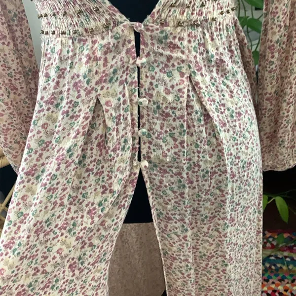 Free People Intimately Kadence Dusty Floral Boho Hippie Kimono Maxi Duster Robe - Image 5