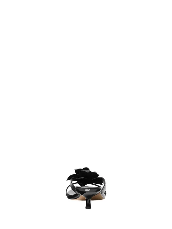 Michael Michael Kors Floral Embellished Leather Kitten Heel Sandal Black 7.5M - Image 14