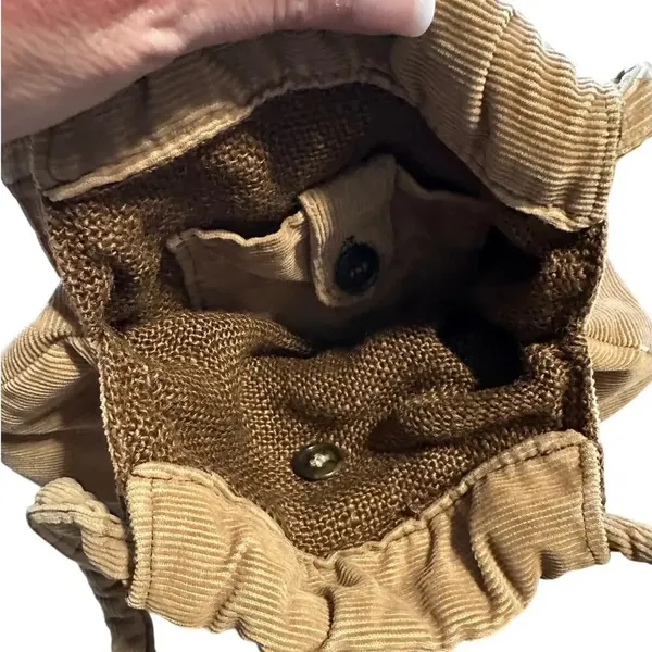Corduroy Purse Khaki Handbag Boho Retro - Image 5