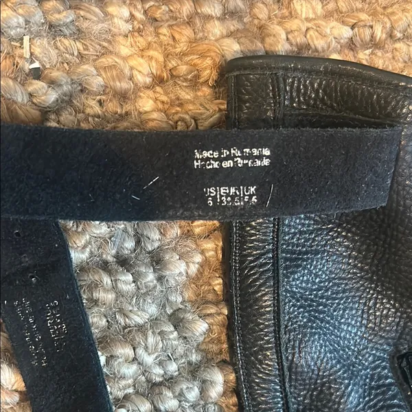 Non Signe Black Leather Buckle Moto Mid Calf Chunky Boots - Image 8