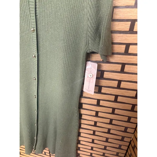 French Connection Green Ribbed Button‎ Front Dress Size XL - Image 6