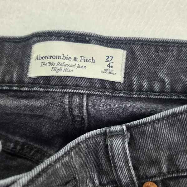 Abercrombie &‎ Fitch 90s Relaxed High Rise Jeans Black Slit Hem 27 / 4 - Image 3